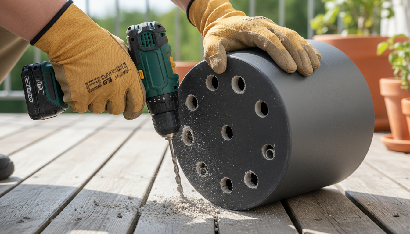 Vibrant container garden on a small urban balcony, featuring purple petunias, orange marigolds, pink impatiens, red coleus, and yellow nasturtiums in 