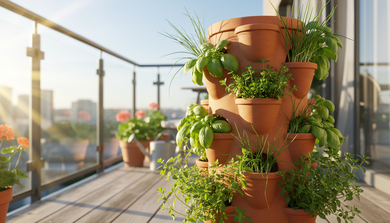 Person inspecting the underside of a leaf on a vertical garden, holding an organic pest control spray bottle ready for use.