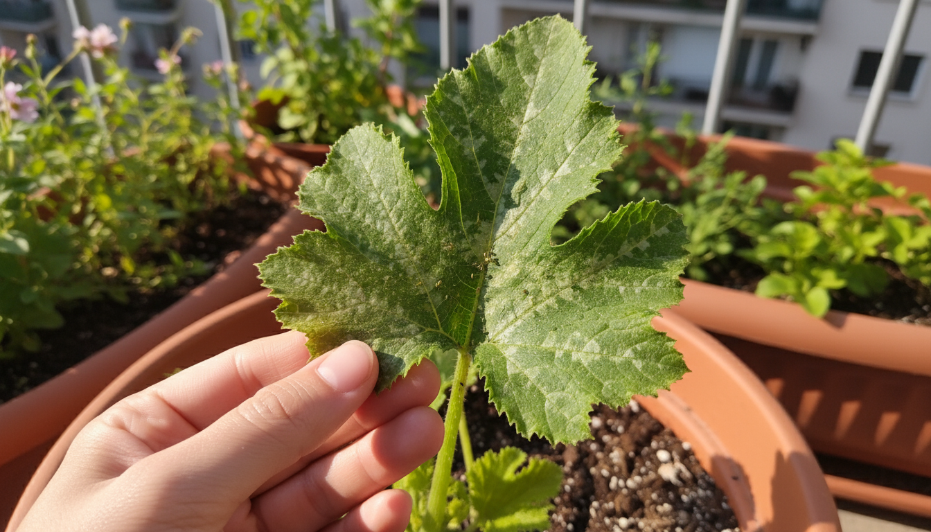 Four small terracotta pots on a wooden railing showing 'Black Seed Simpson' lettuce at different growth stages, from sprout to mature, next to a newly