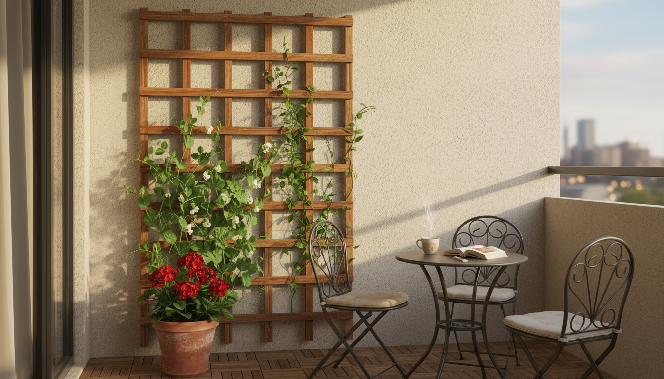 Close-up: Hands mixing coco coir, dark compost, and worm castings in a tub on a wooden balcony, preparing sustainable potting mix for container garden