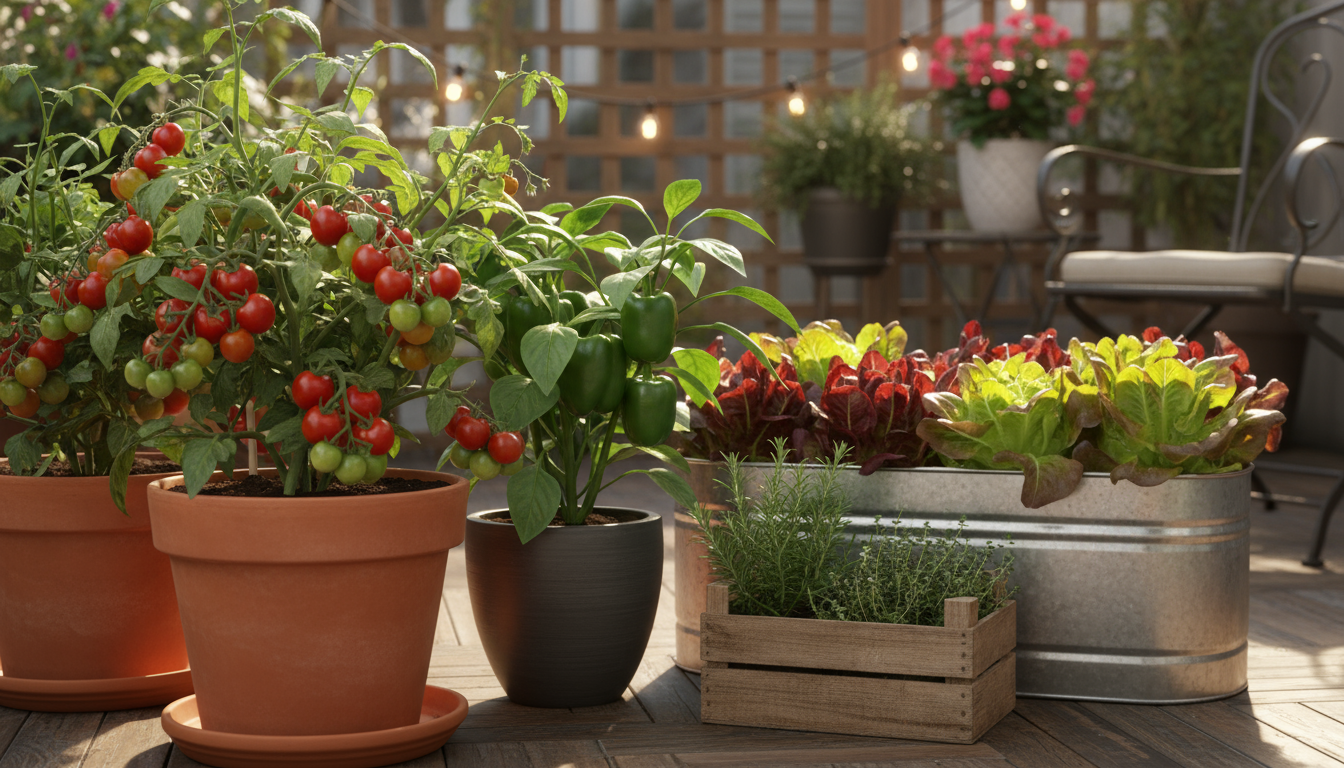 Close-up of a container pot featuring a 'Thriller, Filler, Spiller' plant arrangement, with a human hand gently planting.