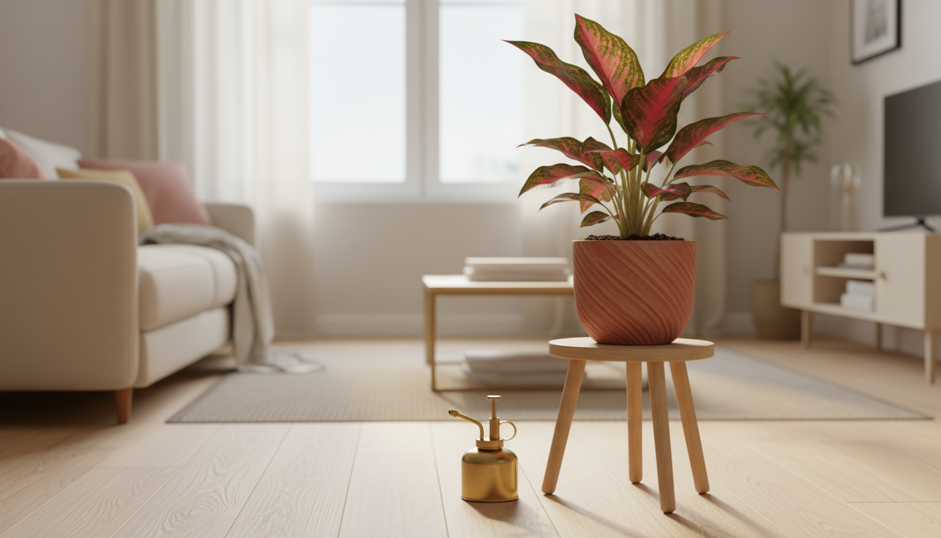 Close-up, overhead view of hands mixing dark potting soil, coco coir, and white perlite in a wooden tray, next to a small Pothos plant showing roots f