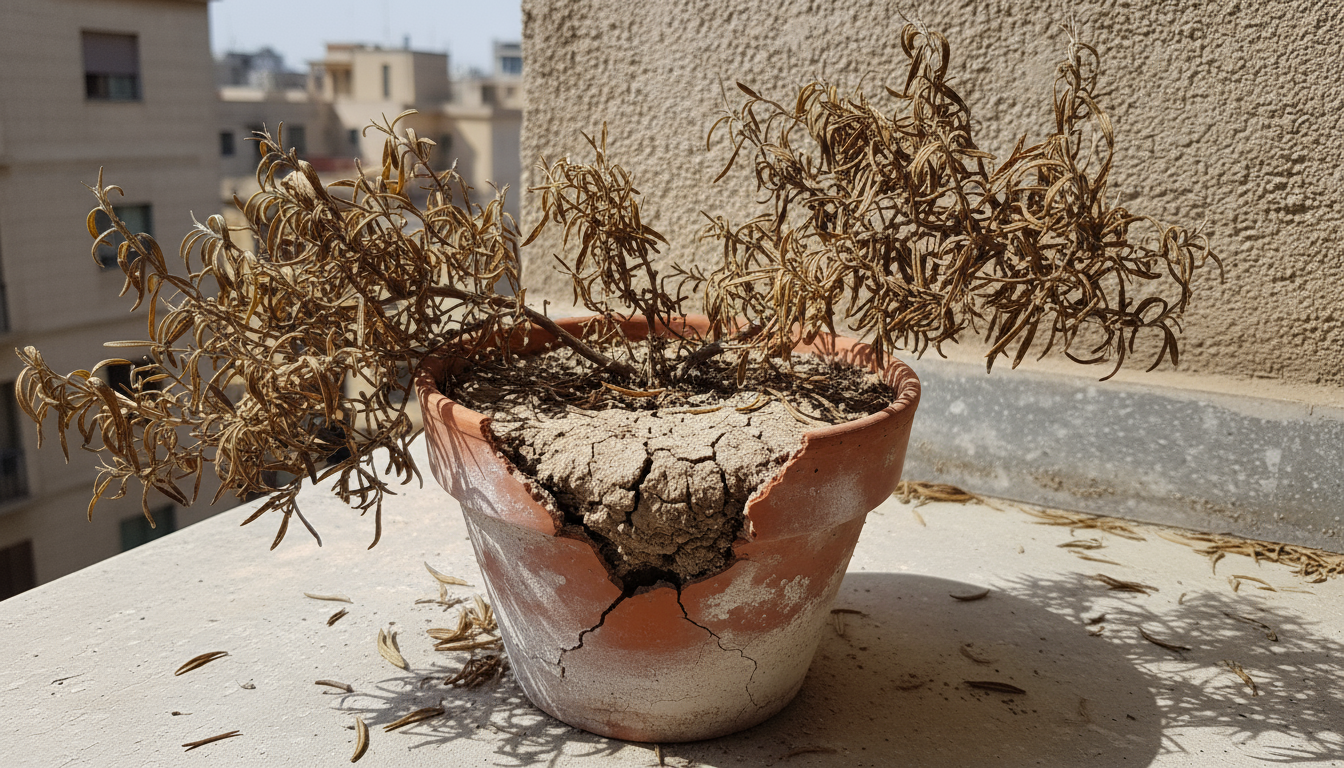 Woman's gloved hands mix coco coir, perlite, and compost in a dark tub on a balcony, highlighting diverse potting mix textures.