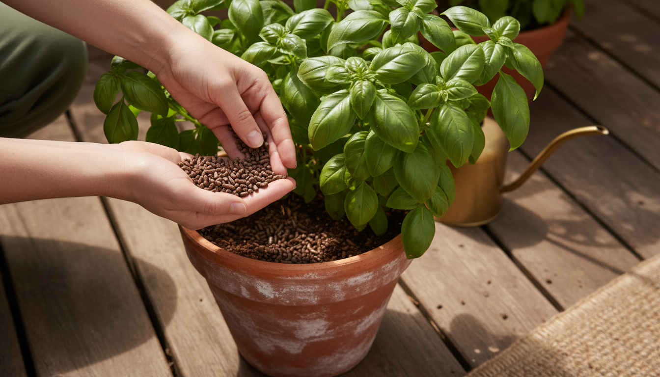 A small wooden raised bed on a patio, half covered by a clear-lidded cold frame protecting young lettuce and spinach.