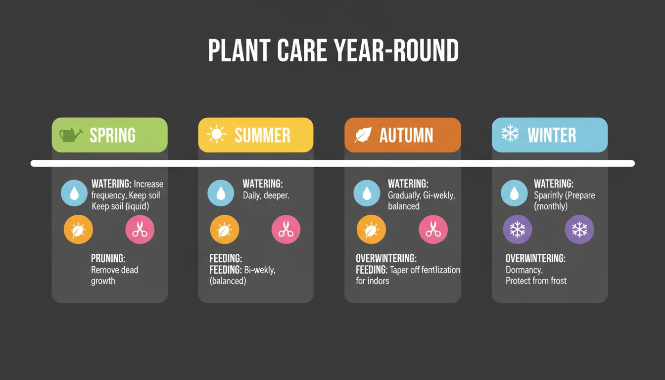 Timeline infographic showing seasonal or weekly container garden tasks.